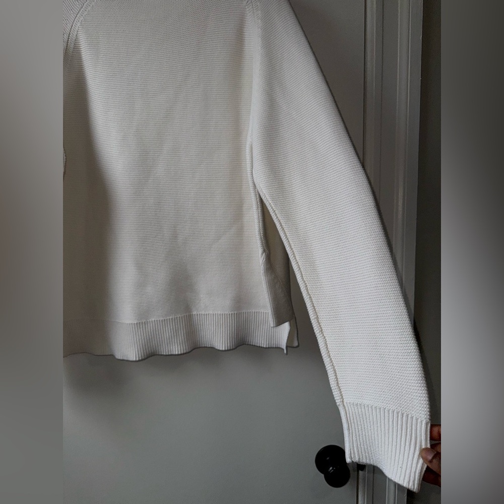 New Kinross Nochi Garter Stitch Pullover Funnel Off-White Cowl Neck Sweater - Picture 6 of 12